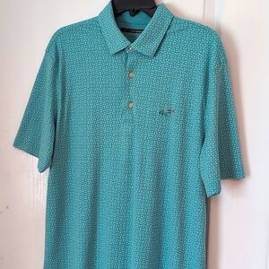 Greg Norman Aqua Blue Short Sleeve Golf Polo Shirt. Size Large
